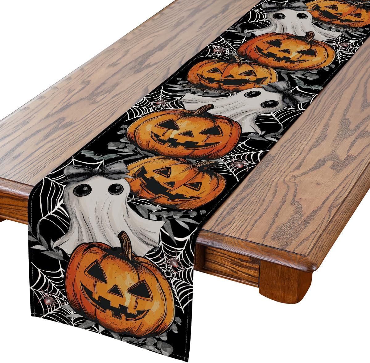 Camino mesa Halloween fantasma araña 13x90pulg