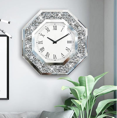 Reloj pared octágono cristal 20pulg sin tictac decoración
