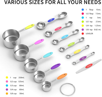 Juego tazas y cucharas medidoras acero inox 6 pzas