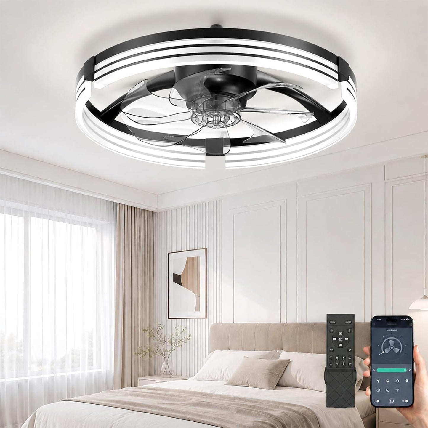 Ventilador techo tipo araña 20pulg LED control remoto