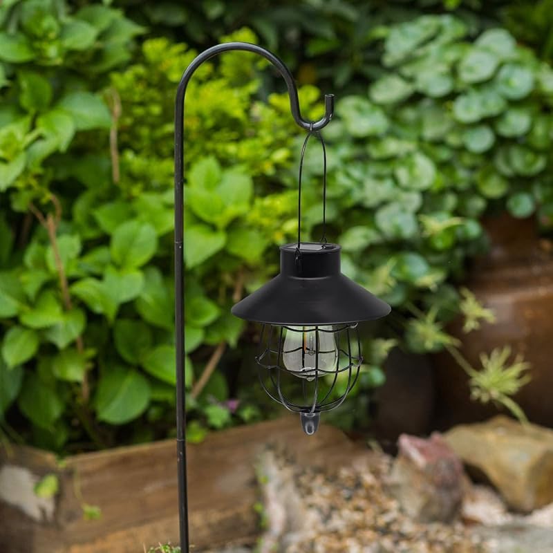 6 Linternas Solares Colgantes Metal Luz Blanca Negro