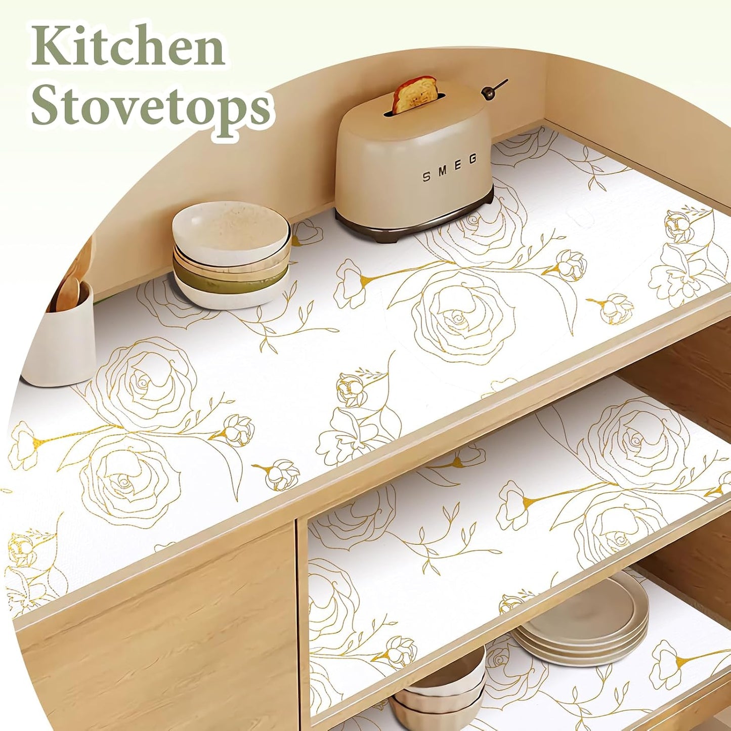 Revestimiento cajones cocina 23.6" x30ft color dorado
