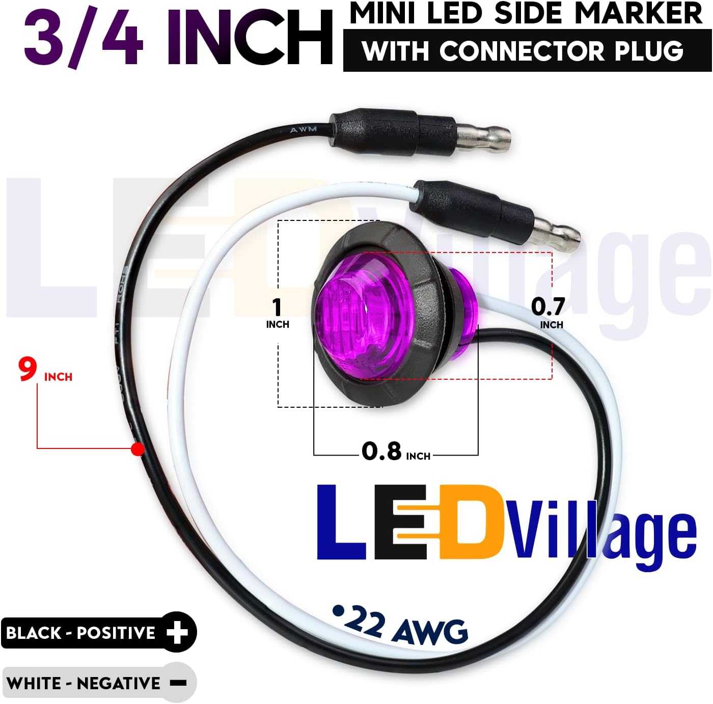 50 Pzas Luces laterales 3/4" 3 LED 12V para remolque