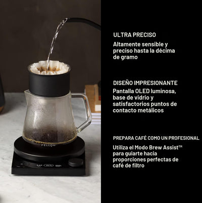 Báscula café expreso temporizador pantalla OLED negro mate