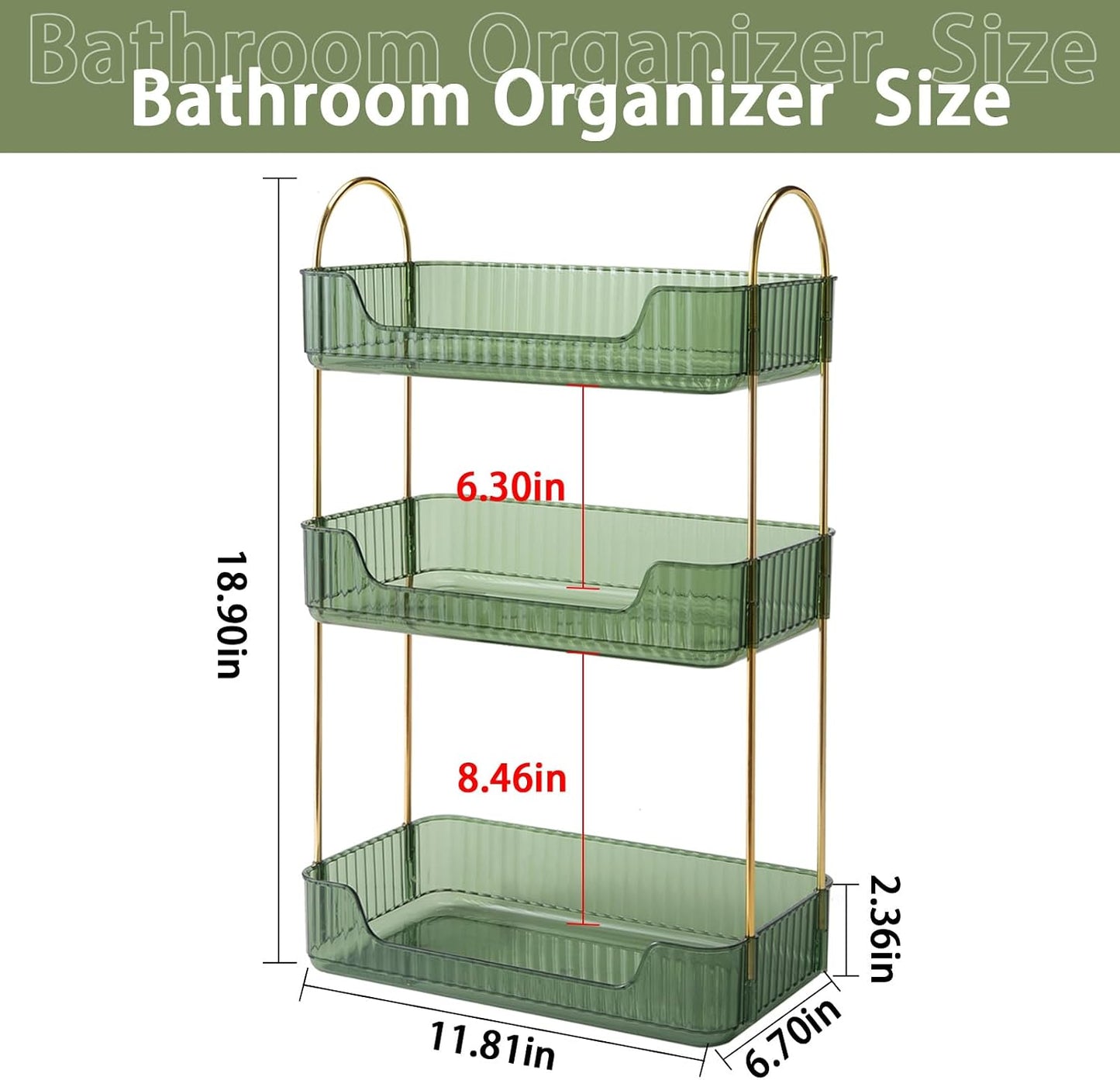 Organiz. encimera baño 3 niveles cosméticos verde