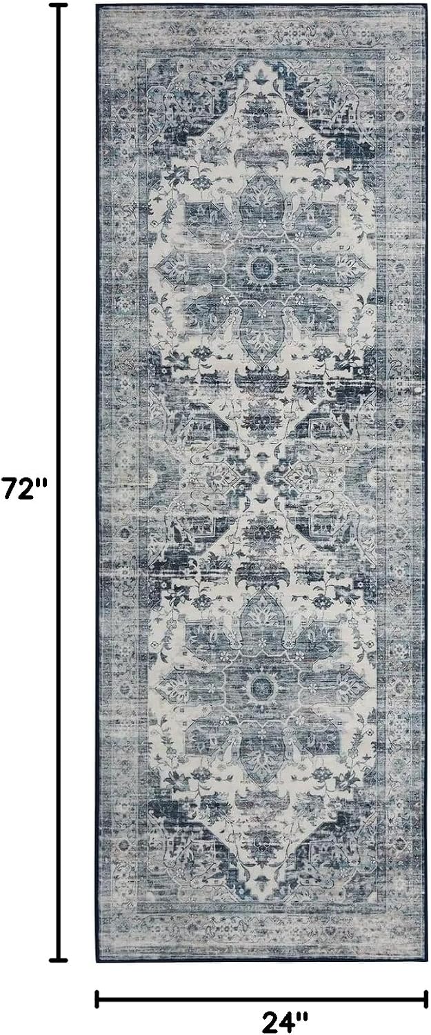 Alfombra área 2x6ft tribal envejecida antiderrap retro