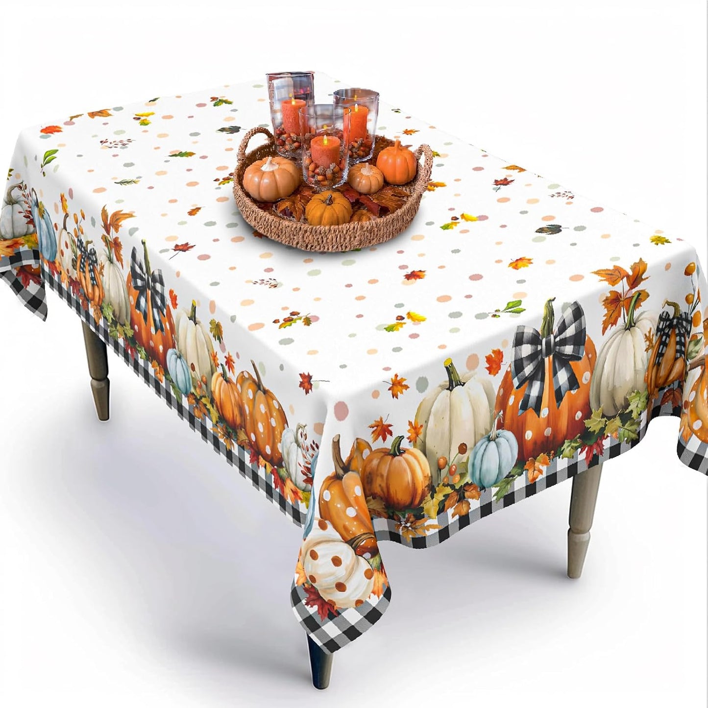 Mantel otoño a cuadros 60x102pulg impermeable reutiliz.