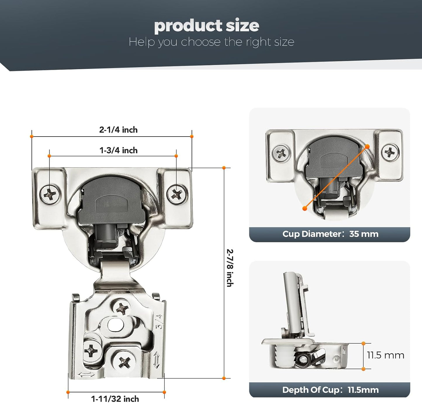 2 Pack Bisagras 3/4" Acero Inox Níquel Satinado