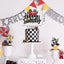 Decoración pastel auto carreras niños bandera cuadros fiesta