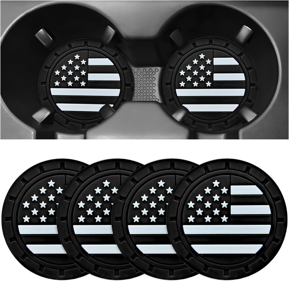 4 Posavasos Coche Bandera EE.UU. Antiderrap 2.75pulg