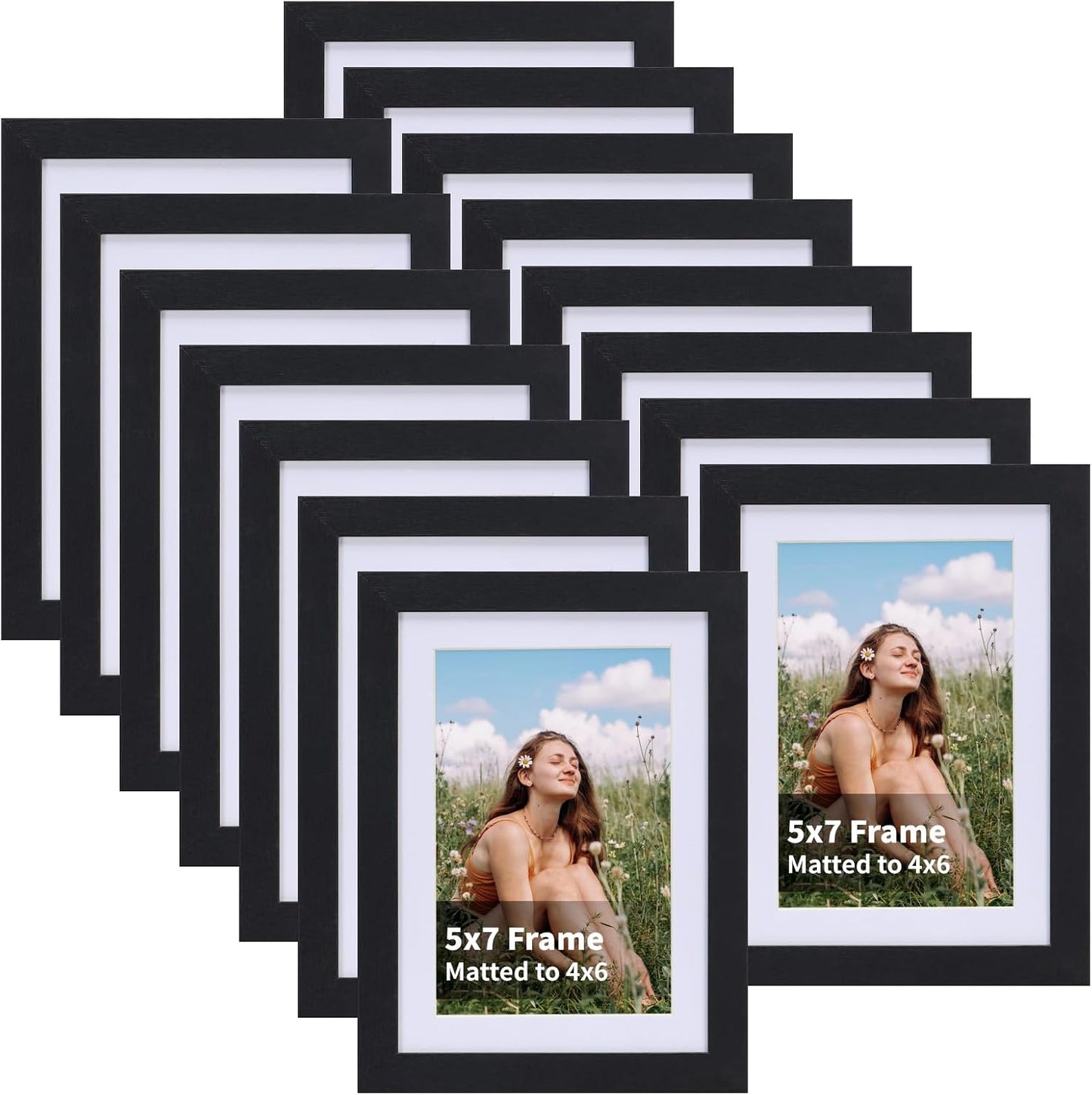 Set 15 Portarretratos Madera Negra 4x6pulg para Fotos 4x6 y 5x7