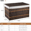 Cesta almacenamiento mimbre sintético 105L color marrón
