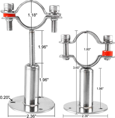 Soporte tubo acero inox ajustable 1.260pulg set 2