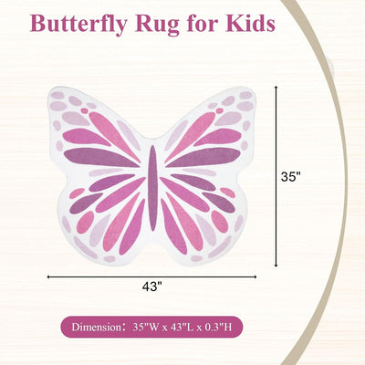 Alfombra mariposa para niña suave lavable 35x43pulg