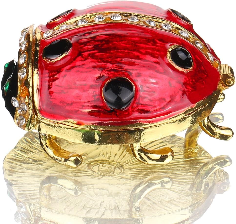 Caja joyas con animales metal esmalte bisagras