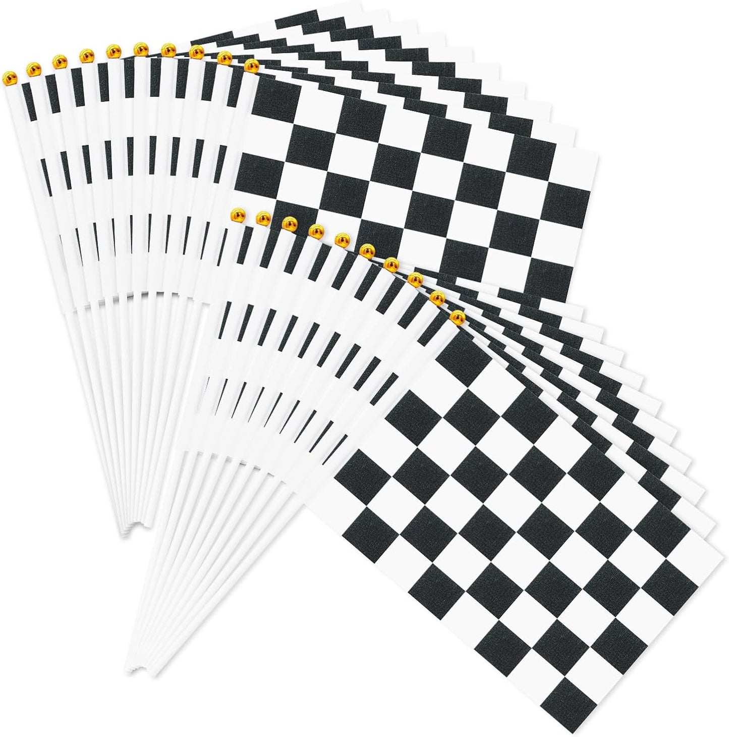 20 Banderas Carreras Cuadros 5x8pulg Mini Blancas y Negras