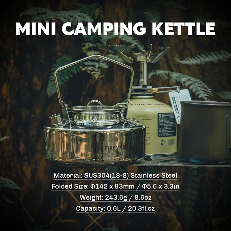 Hervidor camping acero inox 0.6L duradero bushcraft