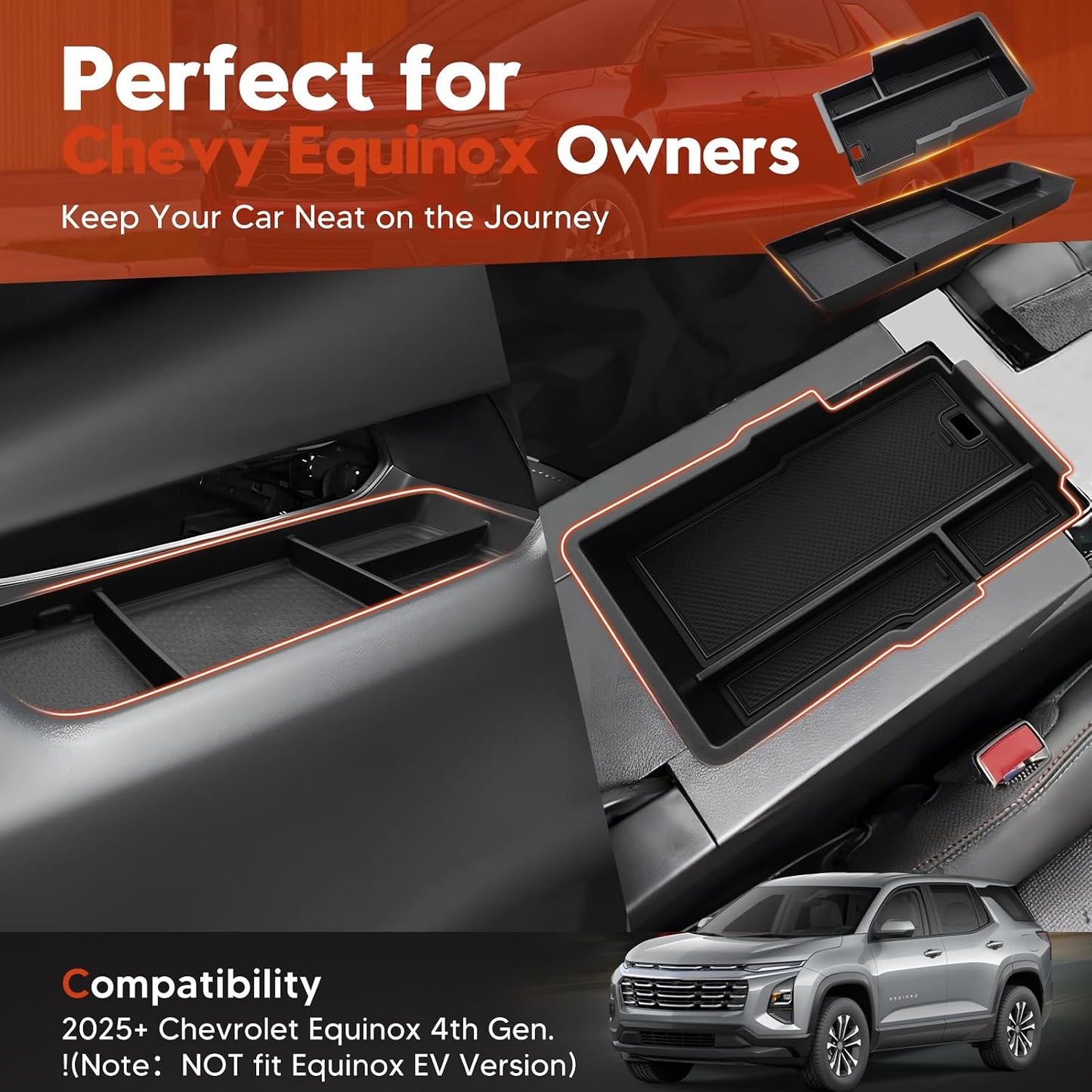 Organiz. consola Chevy Equinox 2025-2026 antiderrap