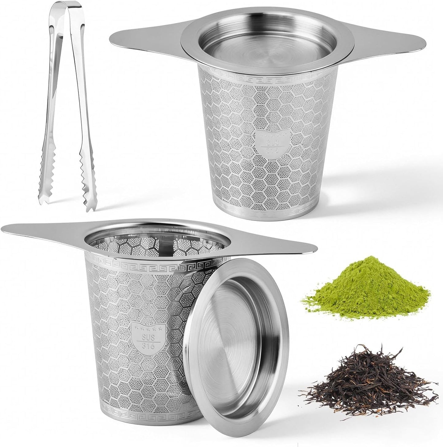 2 Pzas Infusor Té Acero Inox Asa Difusor Malla Fina