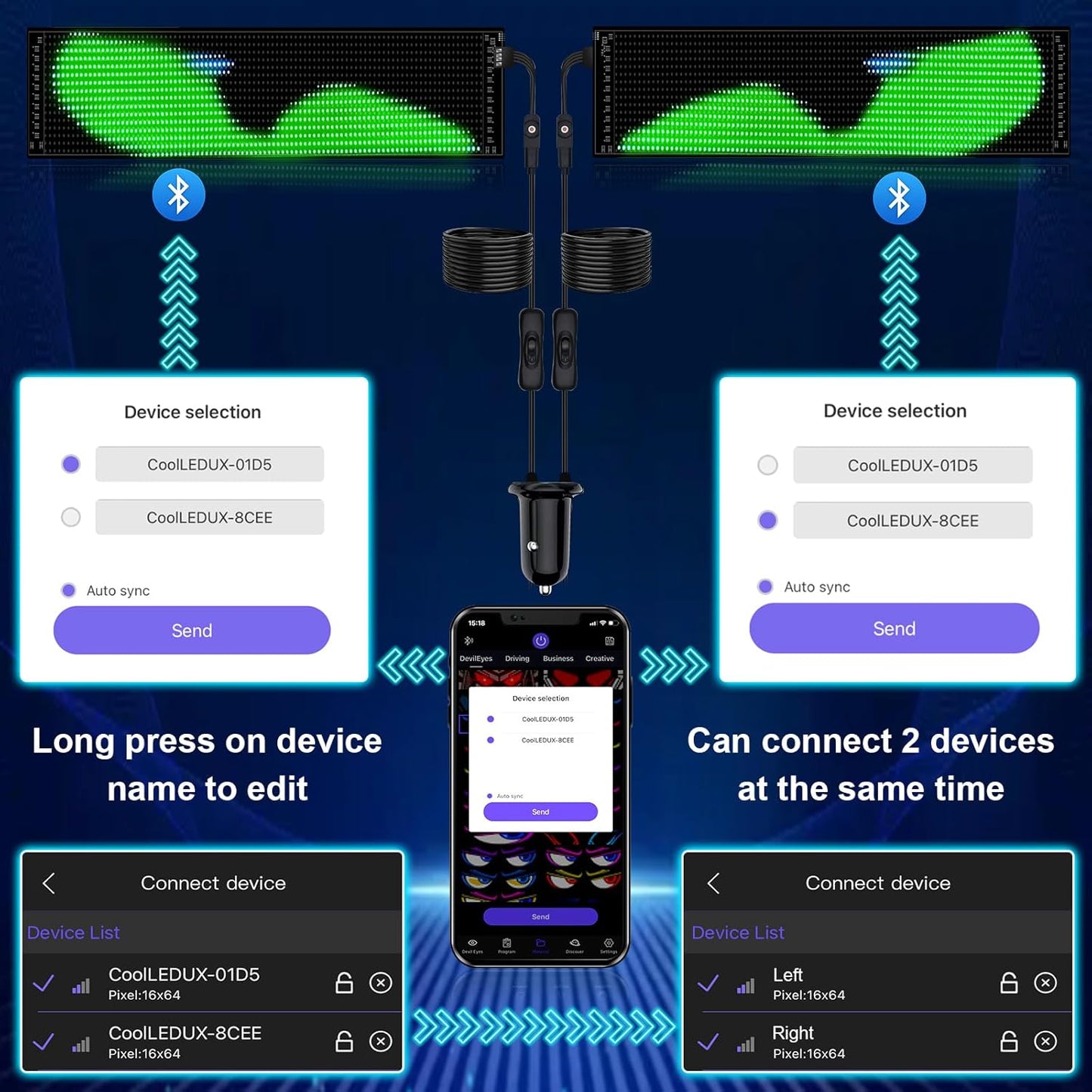 2 Pzas Luz Ojos Diablo LED para Camión Letrero Programable