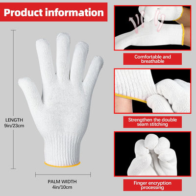 8 Pzas Guantes Algodón Unisex Trabajo Almacen Construcción