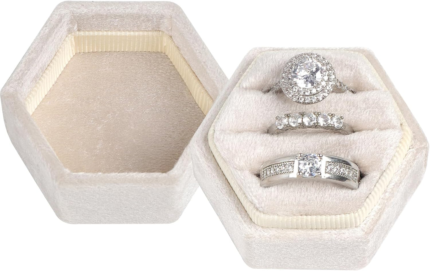 Caja terciopelo anillos 3 ranuras boda recuerdo