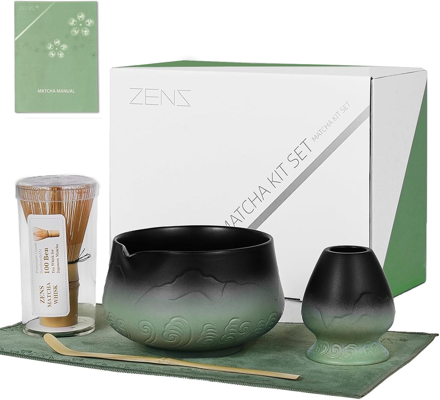 Set 5 Pzas Batidor Matcha Cerámica 15oz con Cuenco y Chasen