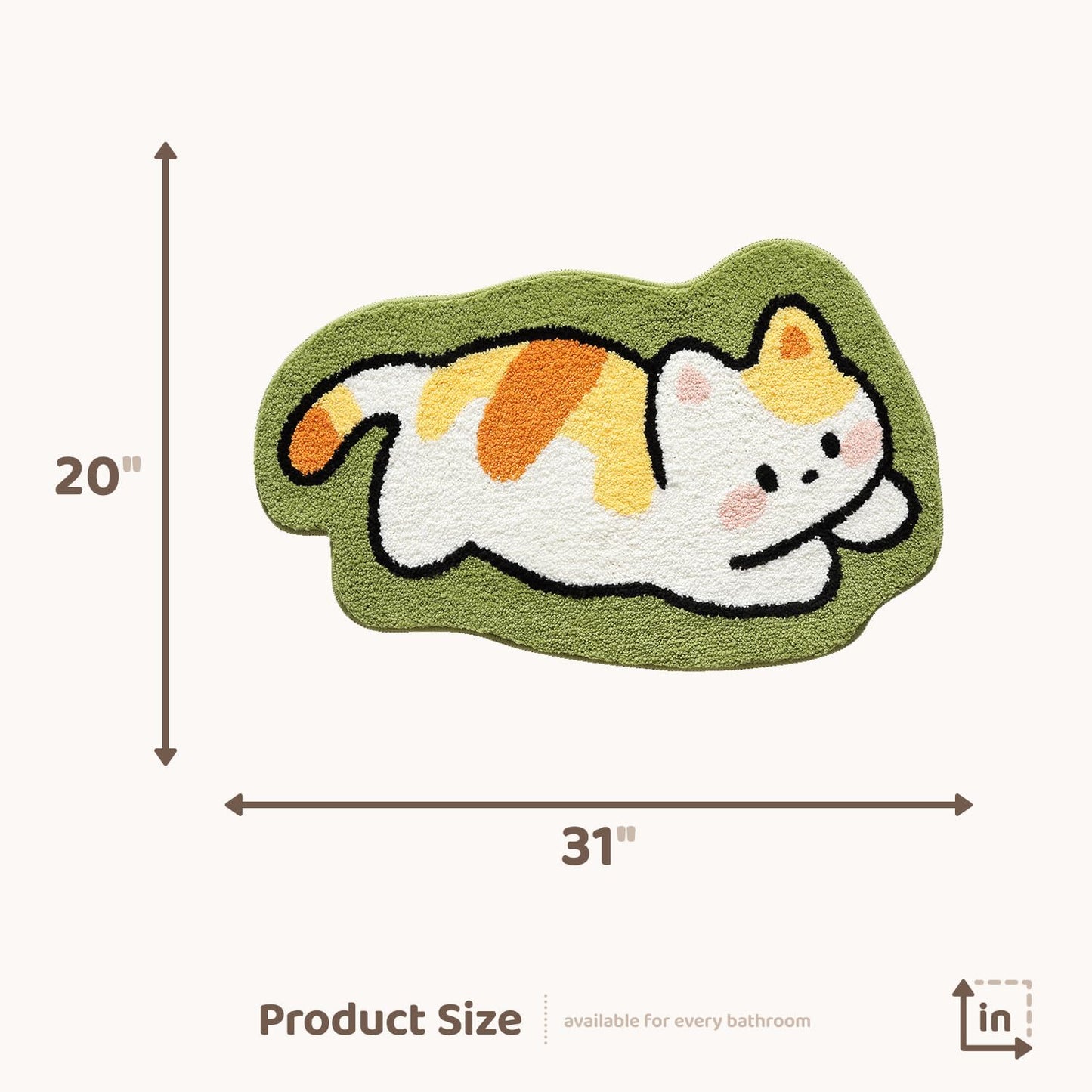 Tapete baño gato 20x31" antiderrap suave lavable