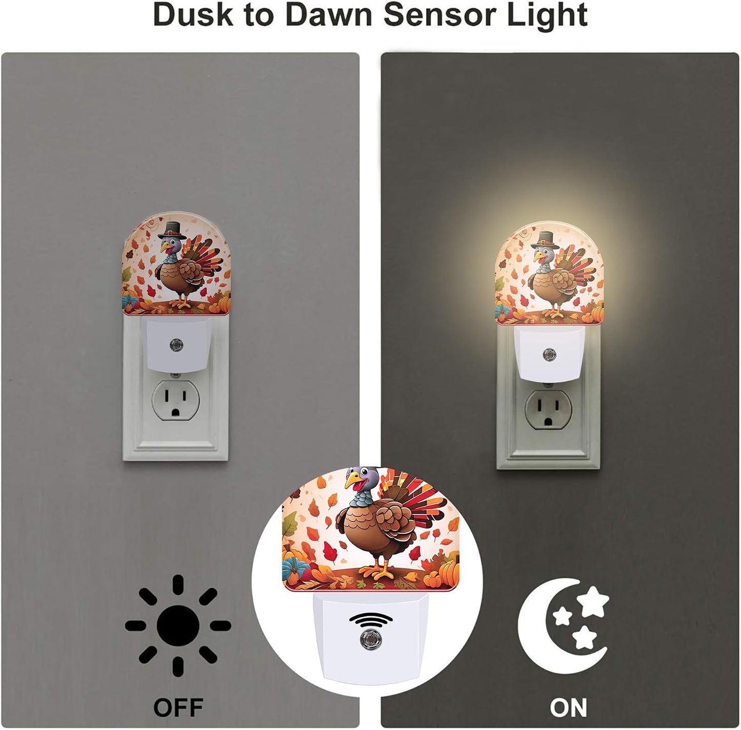 Luz Nocturna Pavo Niños Sensor Amanecer