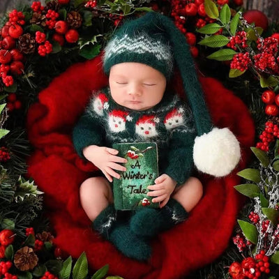 Traje Papá Noel recién nacido disfraz foto con sombrero Navidad