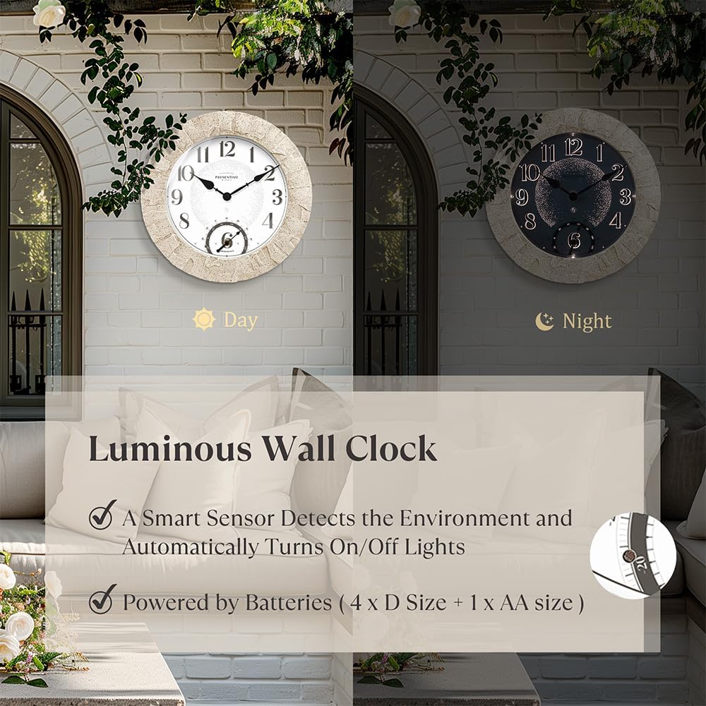 Reloj pared 14pulg sensor inteligente luz nocturna