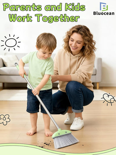 Juego mini escoba 28pulg con recogedor trapeador para niños