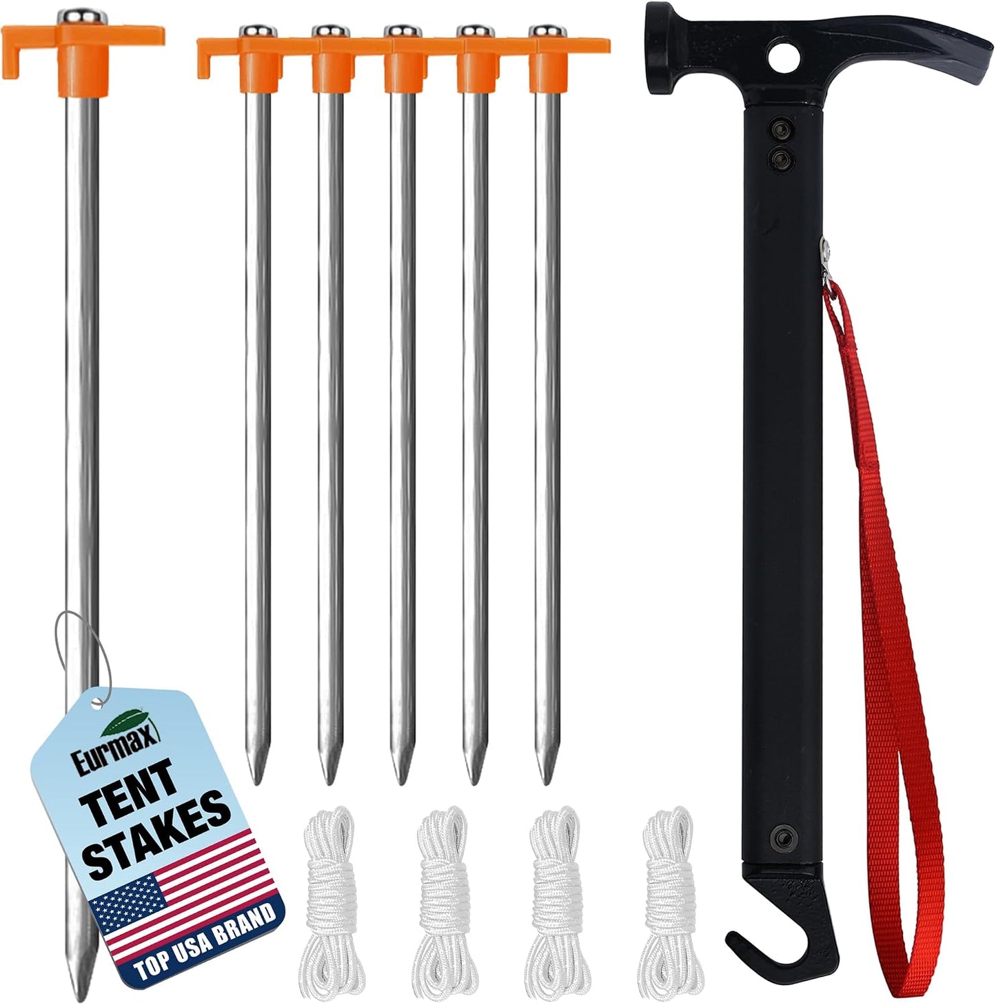 Set estacas y martillo multifuncional para tienda camping