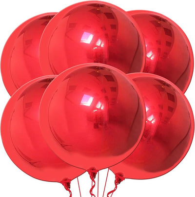 Globos rojos 22pulg pack 6 metálicos para fiesta