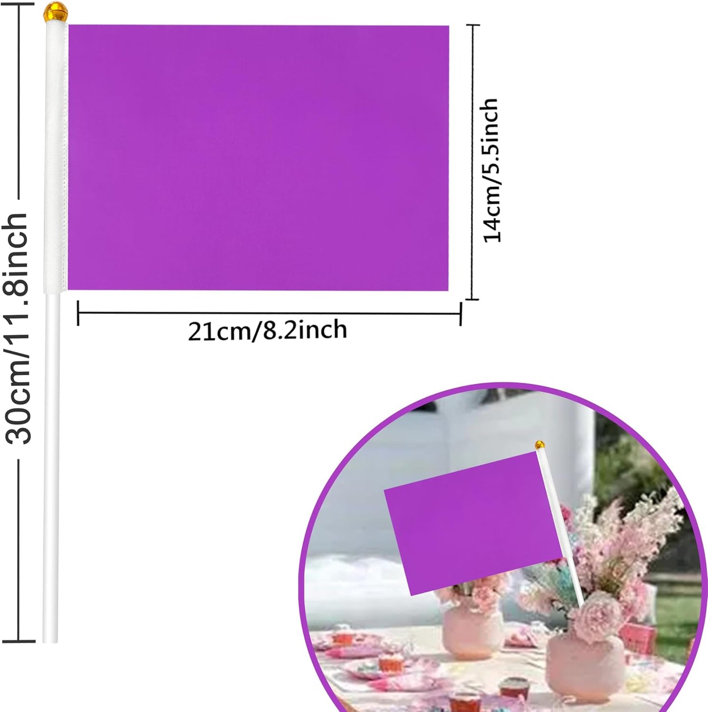 25 Banderas Mini Moradas 5x8pulg Decoración Fiesta