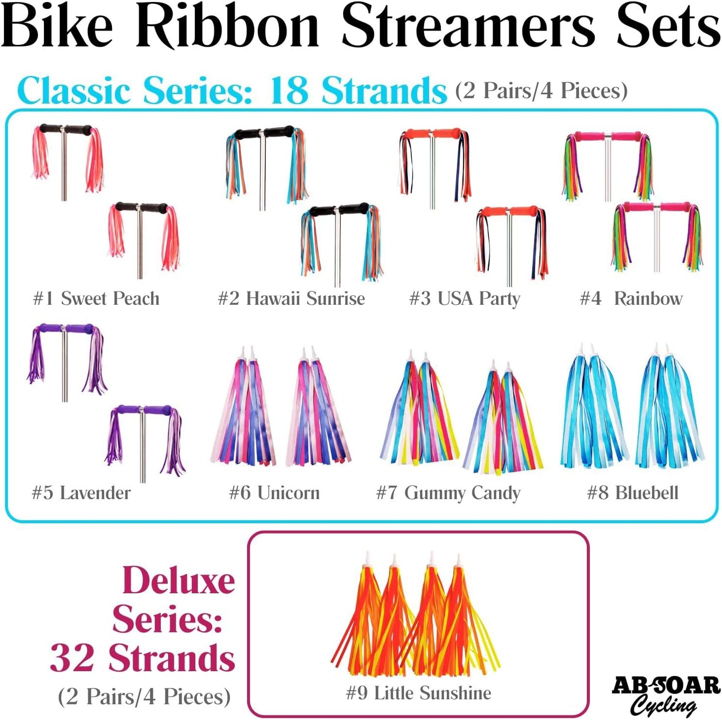 Serpentinas bicicleta niños 2 pares 18 bandas