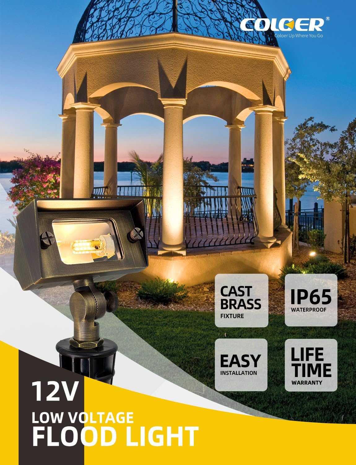 Focos inundantes latón exterior LED G4 2 W 2700 K 12 V