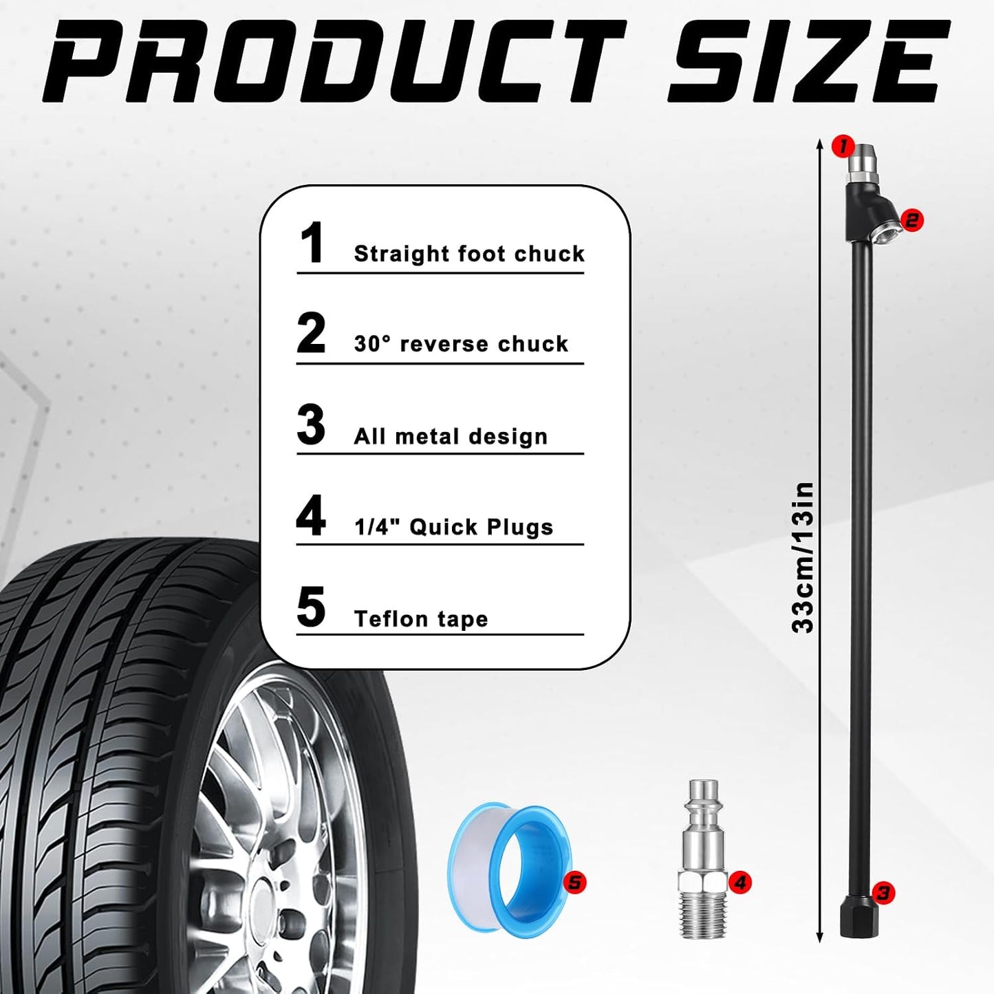 Portabrocas neumático 13pulg doble 1/4pulg FNPT conexión 2 vías