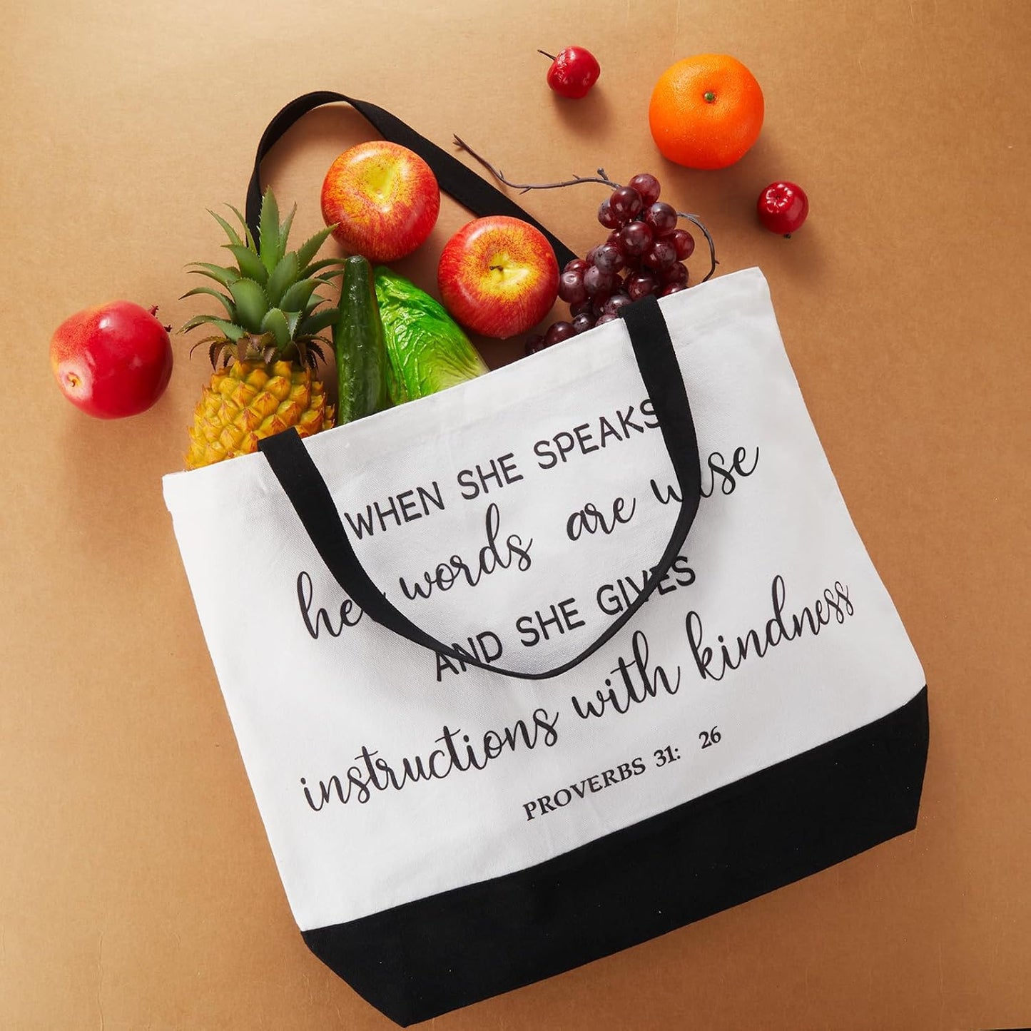 10 Bolsas Reutiliz. Lona Versículo Bíblico para Mujer