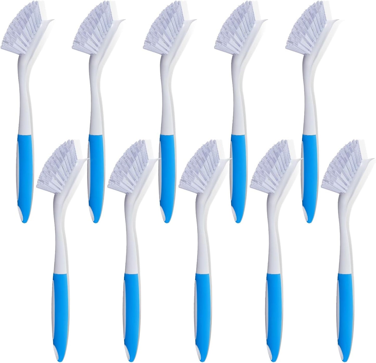 10 Cepillos Cocina Azules 11pulg Antiderrap Cerdas Rígidas