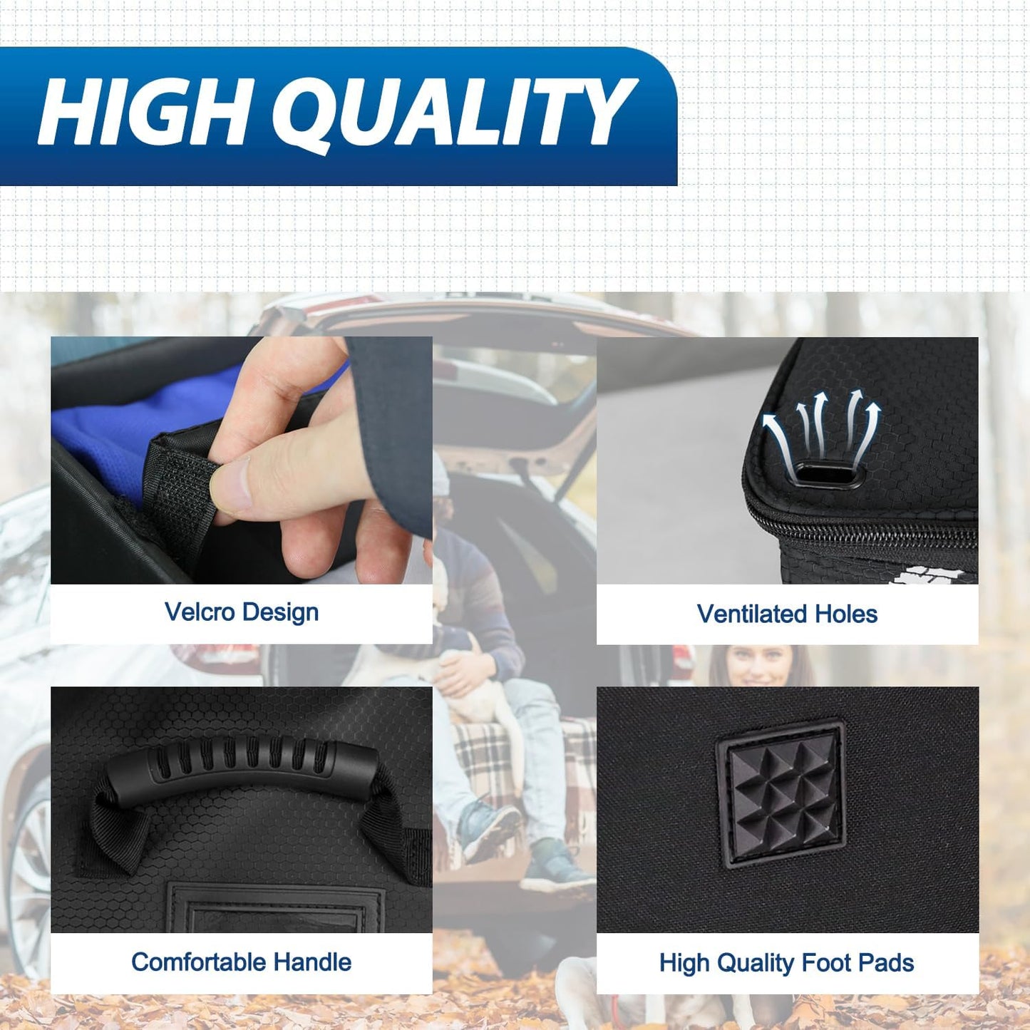 Organiz. maletero golf plegable impermeable con compartimentos