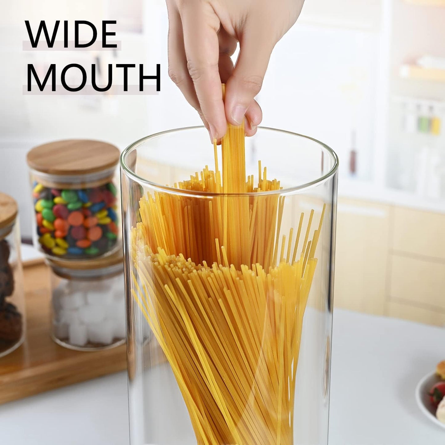 Tarro vidrio 1400ml tapa hermética bambú granos café