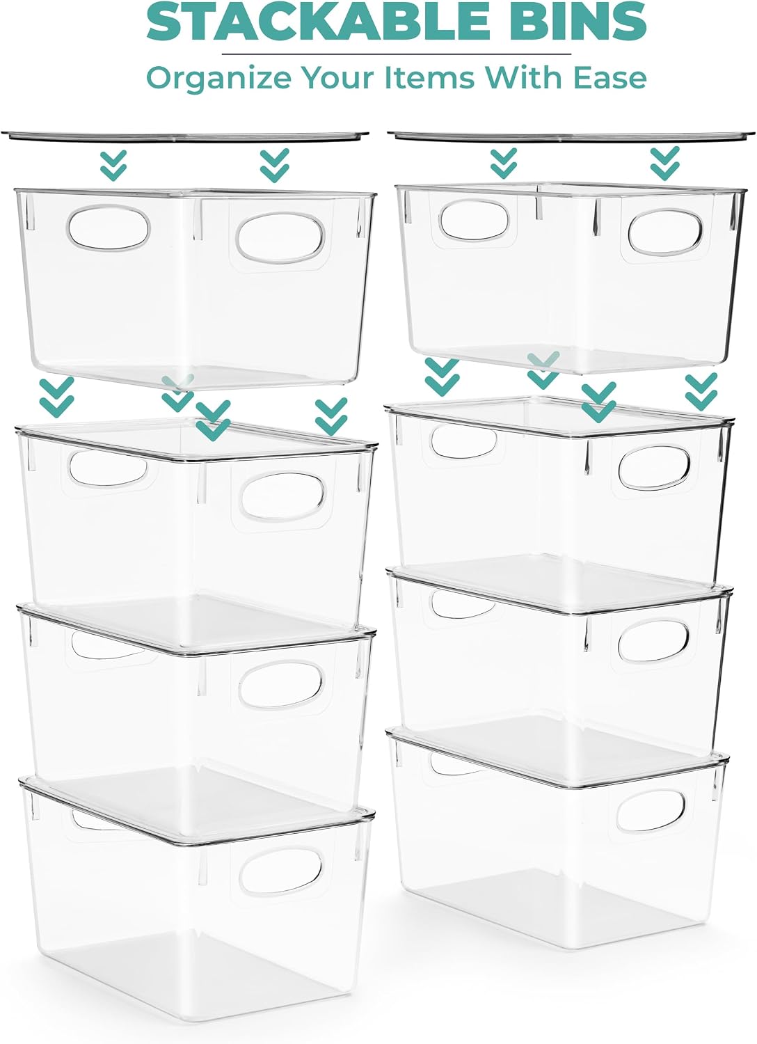 8 Pzas Contenedores Plástico Transparente con Tapas