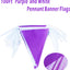 Banderines tela triangular morado blanco 100ft para fiestas