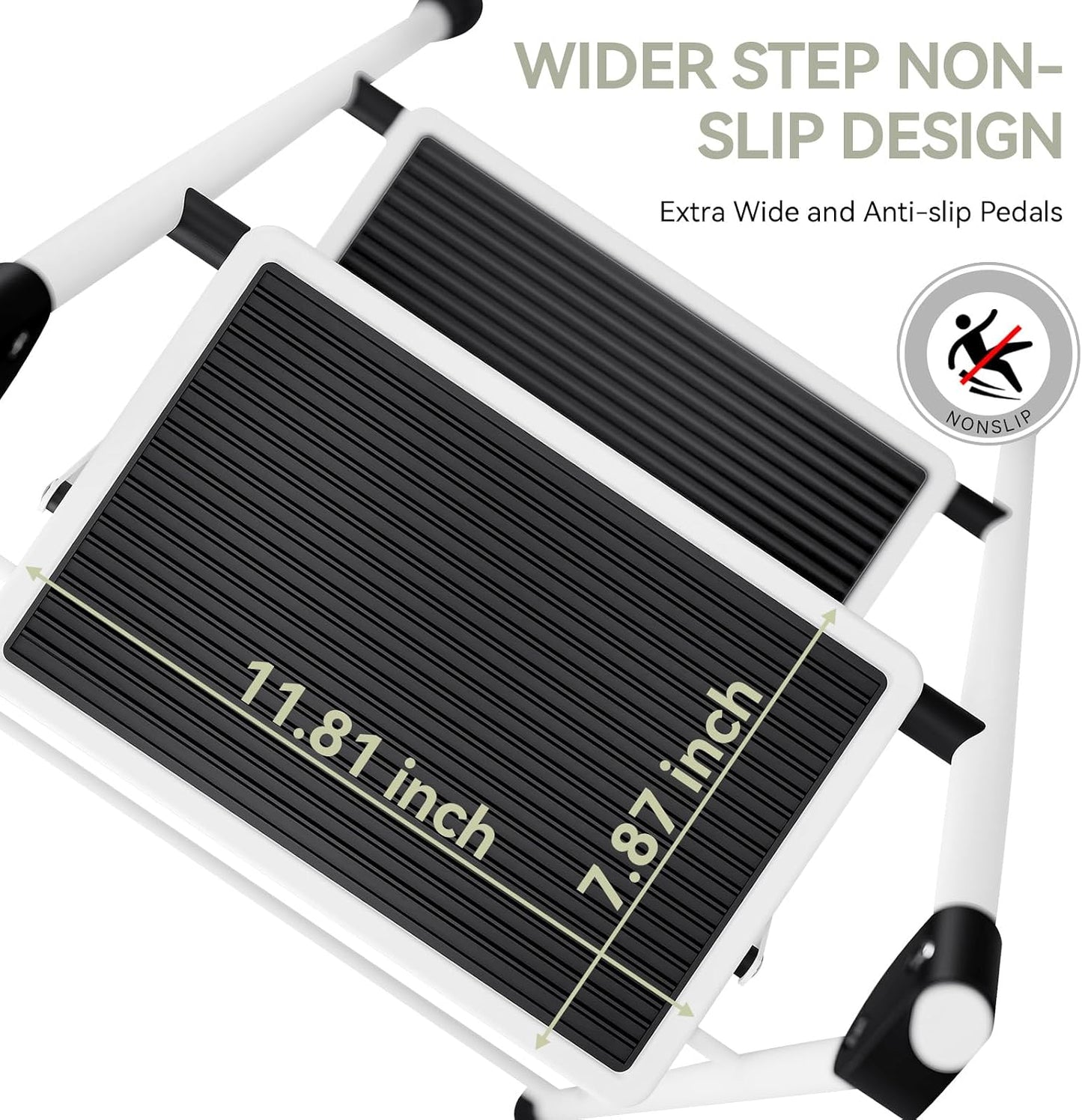 Escalera plegable 2 escalones pedal antiderrap blanco