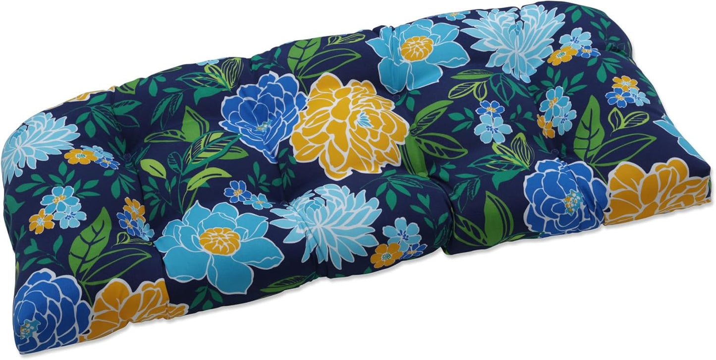 Cojín floral sofá 19x44" resistente azul/amarillo