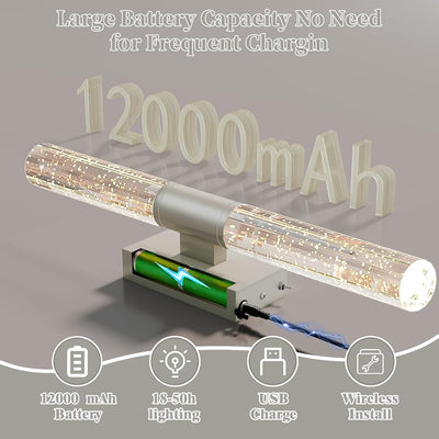 2 Apliques Pared A Pilas 12000mAh Regulables Plateado 20.9pulg
