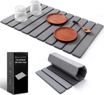 Tapete secado rápido piedra 24x16pulg gris oscuro plegable