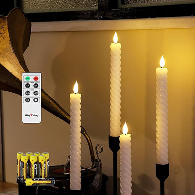 Velas cónicas blancas 10pulg temporizador set 4