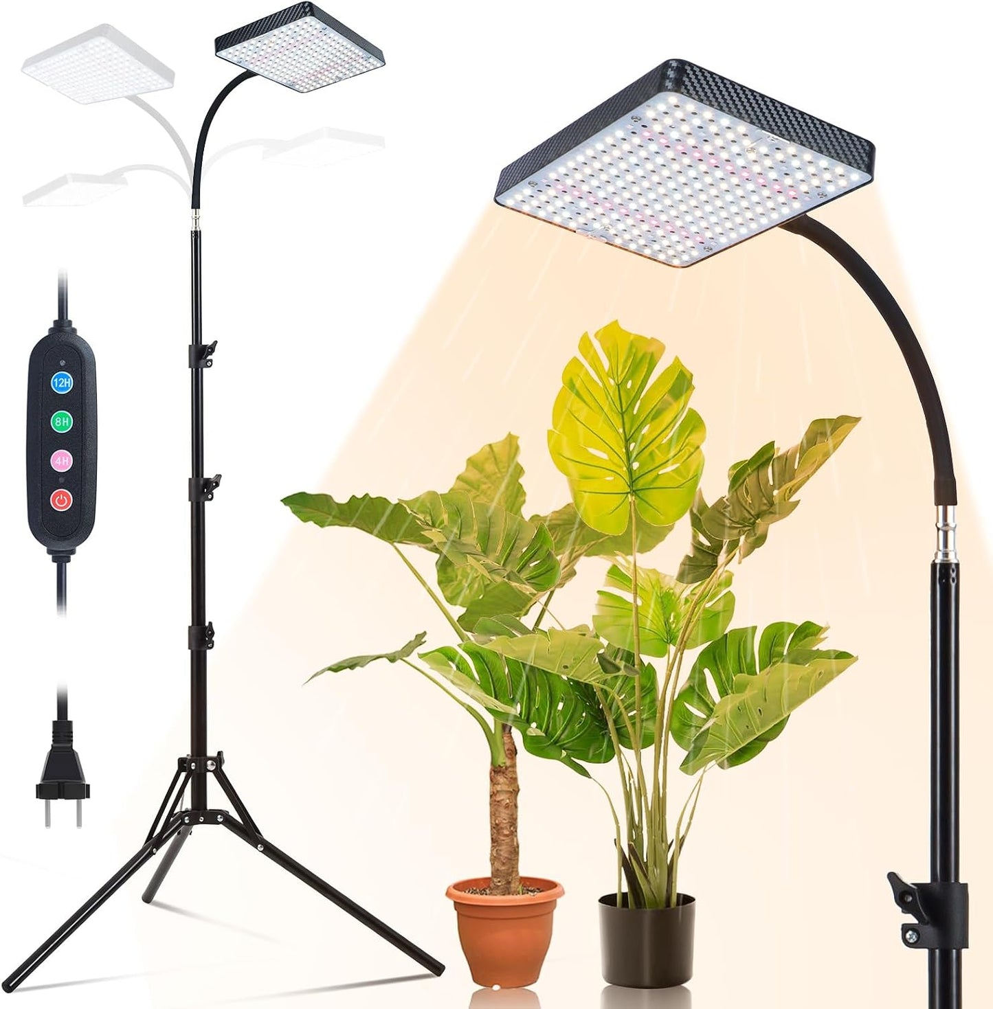 Luz cultivo espectro completo 25W con soporte y temporizador
